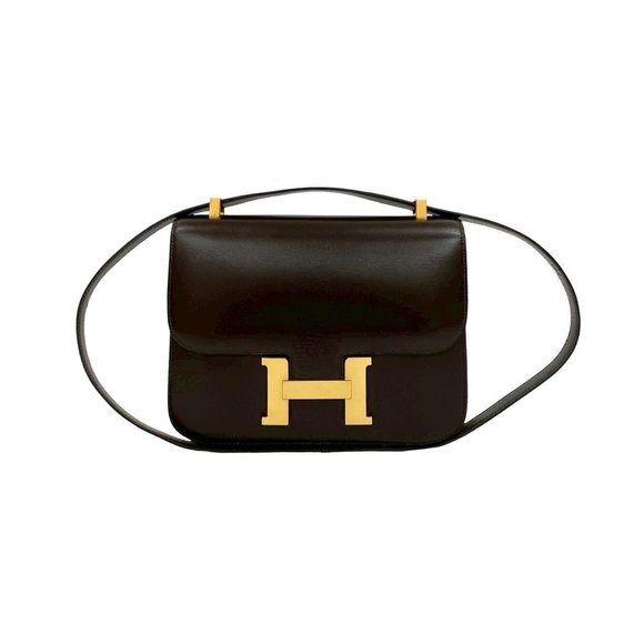 HERMES Constance 23 Box Calf Leather Shoulder Bag/Pochette Brown 631-9 - Picture 1 of 10